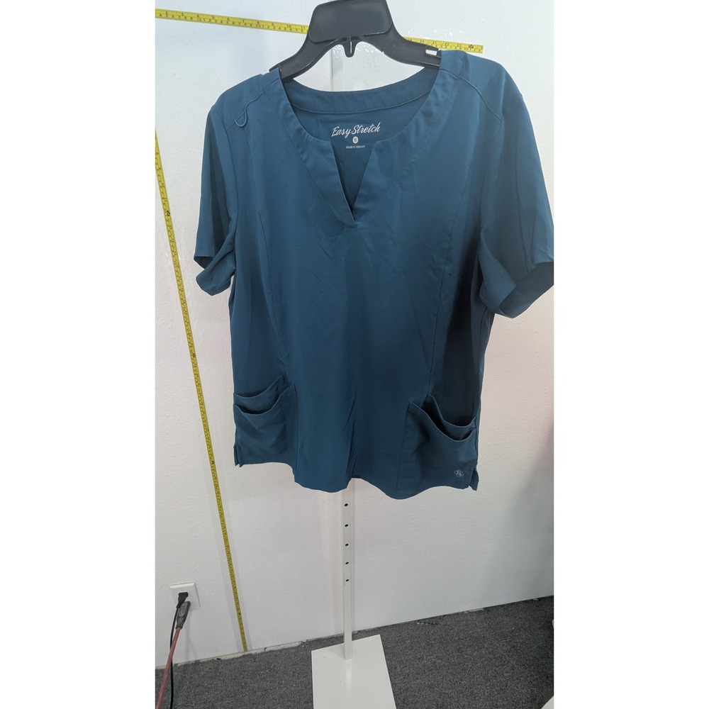 Easy Stretch by Butter-Soft Women XL Teal Blue Scrub Top Notched V-Neck Medical